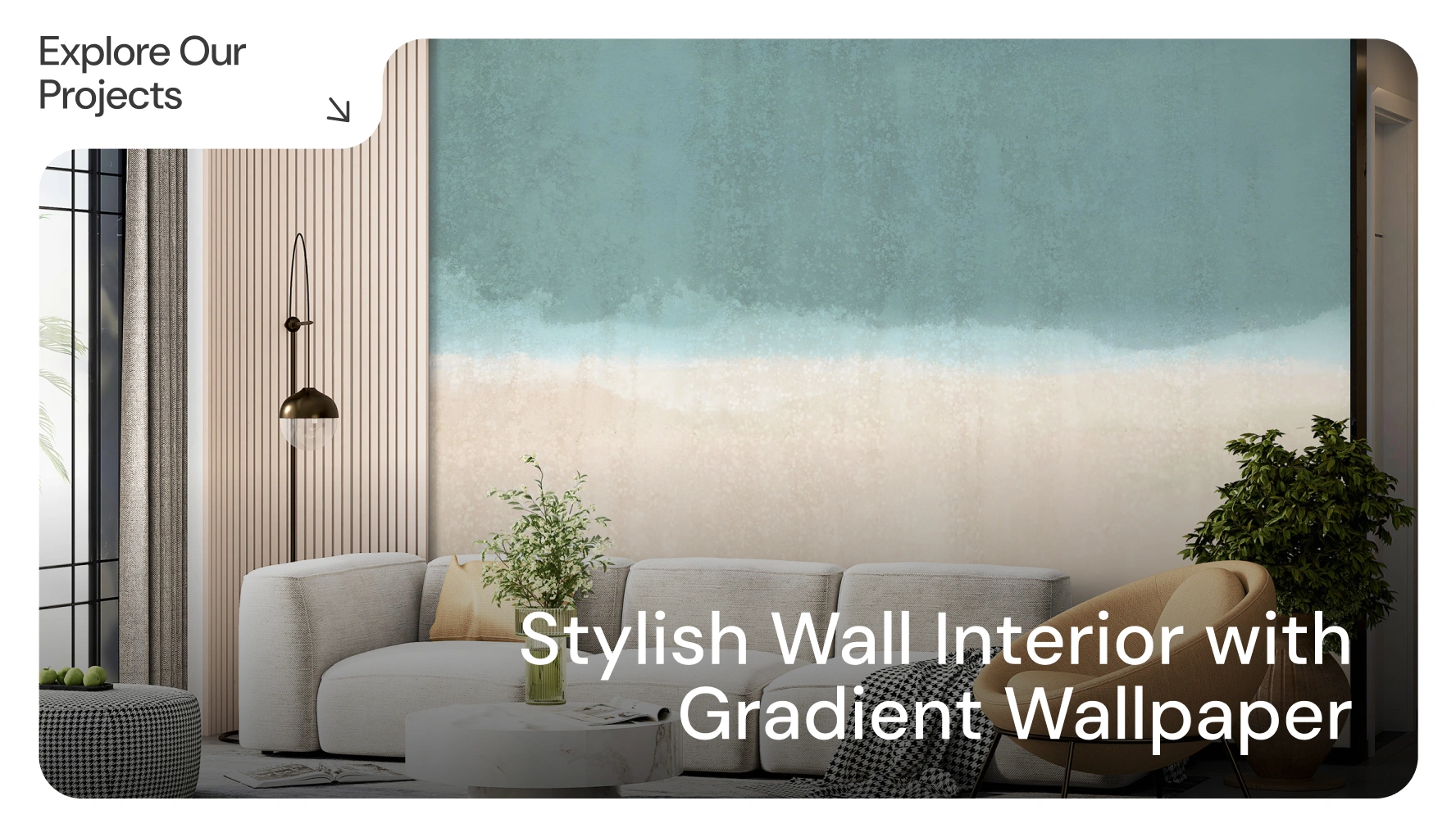 Stylish Wall Interior with Gradient Wallpaper